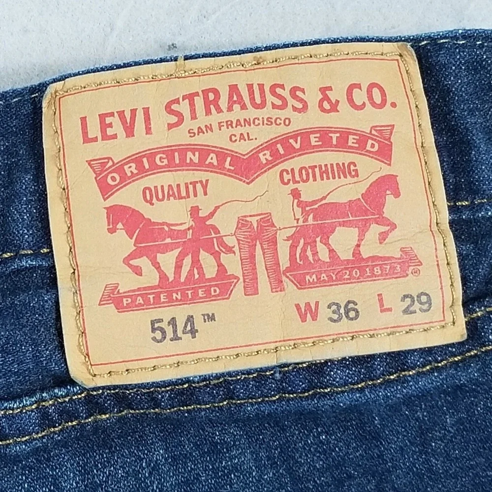 Levi's 514 jeans men's 36x29 relaxed fit straight blue denim pants retro